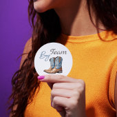 Stiefel oder Bows Blue Pink Gender Reveal Team Boy Runder Aufkleber