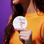 Stiefel oder Bows Blue Pink Gender Reveal Team Gir Runder Aufkleber