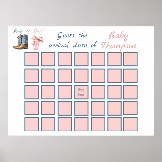 Stiefel oder Bows Blue Pink Geschlechtsübersicht F Poster (Vorne)