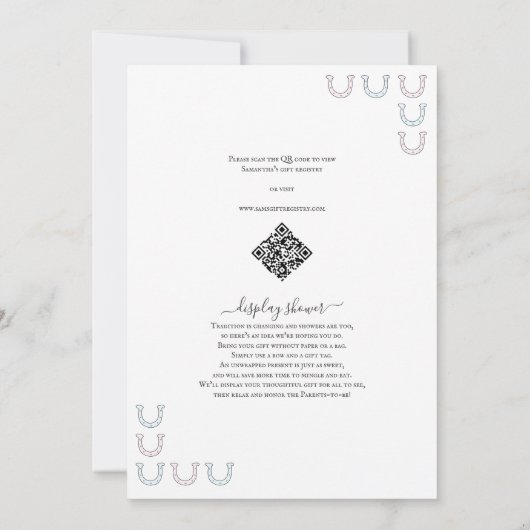 Stiefel oder Bows Country Gender Reveal Baby Showe Einladung (Rückseite)