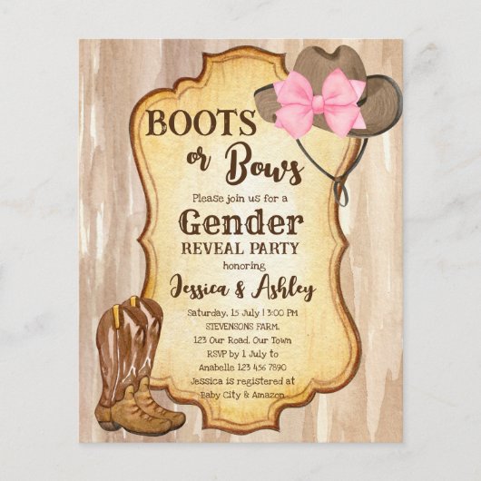 Stiefel oder Bows Gender Offenlegung Party Haushal (Vorderseite)