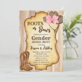 Stiefel oder Bows Gender Offenlegung Party Haushal Einladung (Stehend Vorderseite)