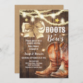 Stiefel oder Bows Gender Reveal Baby Shower Einlad Einladung (Vorne/Hinten)