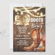 Stiefel oder Bows Gender Reveal Baby Shower Einlad