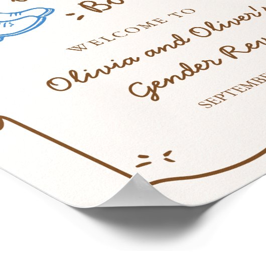 Stiefel oder Bows Gender Reveal Begrüßungszeichen Poster (Ecke)