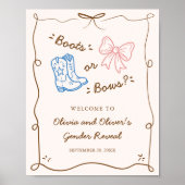 Stiefel oder Bows Gender Reveal Begrüßungszeichen Poster (Vorne)