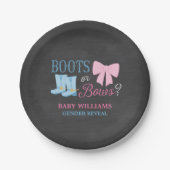 Stiefel oder Bows Gender Reveal Party Baby Shower Pappteller (Vorderseite)