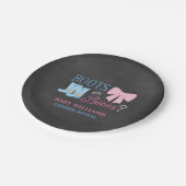 Stiefel oder Bows Gender Reveal Party Baby Shower Pappteller (Schrägansicht)