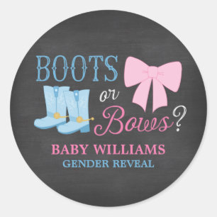 Stiefel oder Bows Gender Reveal Party Baby Shower Runder Aufkleber