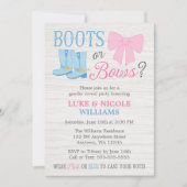 Stiefel oder Bows Gender Reveal Rustic Baby Shower Einladung (Vorderseite)
