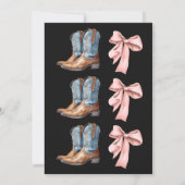 Stiefel oder Schleifen Blau oder Rosa Er oder Sie  Einladung (Rückseite)