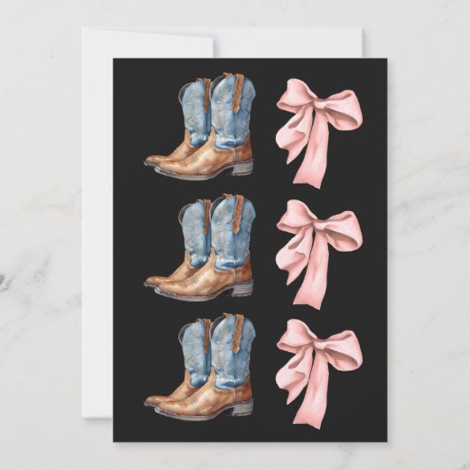 Stiefel oder Schleifen Blau oder Rosa Er oder Sie Einladung (Rückseite)