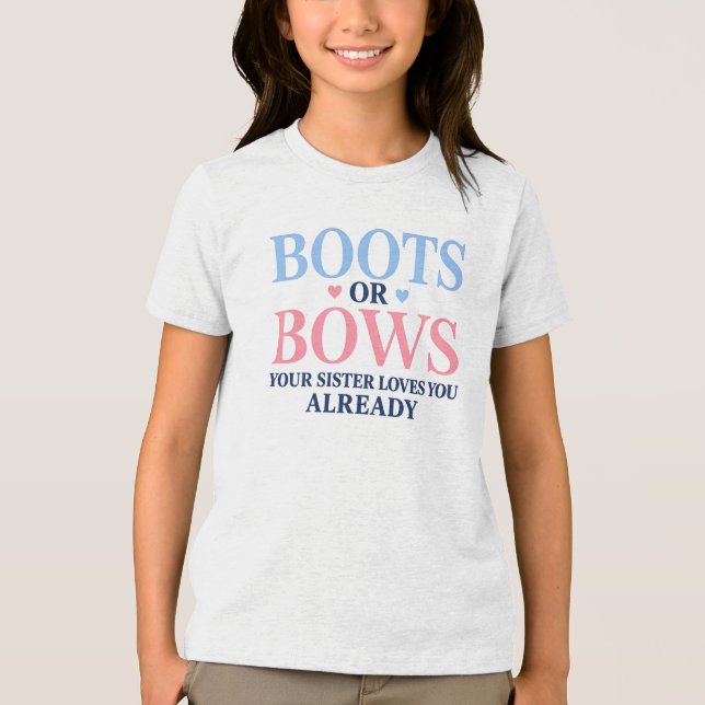 Stiefel oder Schleifen Geschlecht Deine Schwester  Tri-Blend Shirt (Vorderseite)
