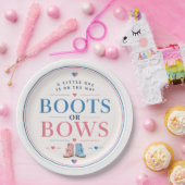 Stiefel oder Schleifen Geschlechterenthüllung Rosa Pappteller (Party)