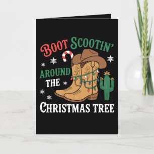 Stiefel rutschen um den Weihnachtsbaum Cowboy Weih Karte