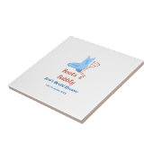 Stiefel & Sektflasche Brautparty blau Fliese (Seite)