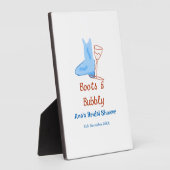 Stiefel & Sektflasche Brautparty blau Fotoplatte (Seite)