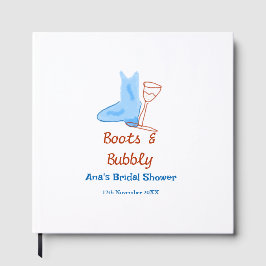 Stiefel & Sektflasche Brautparty blau Gästebuch