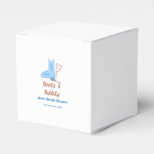 Stiefel & Sektflasche Brautparty blau Geschenkschachtel (Vorderseite)
