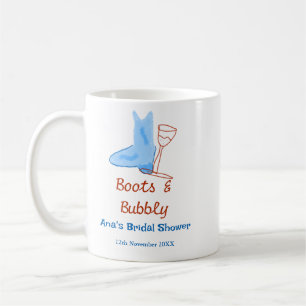 Stiefel & Sektflasche Brautparty blau Kaffeetasse