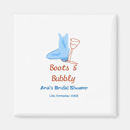 Stiefel & Sektflasche Brautparty blau Magnet