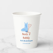 Stiefel & Sektflasche Brautparty blau Pappbecher (Rückseite)