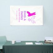 Stiefel & Sektflasche Brautparty pink Banner (Messeveranstaltung)