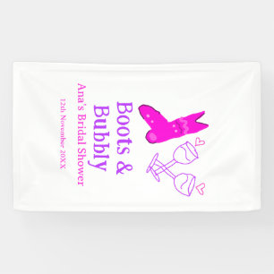 Stiefel & Sektflasche Brautparty pink Banner