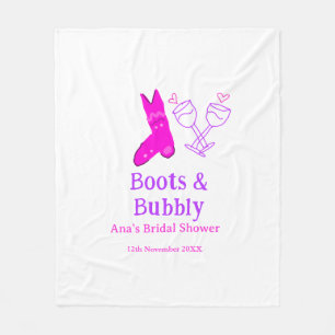 Stiefel & Sektflasche Brautparty pink Fleecedecke