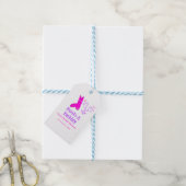 Stiefel & Sektflasche Brautparty pink Geschenkanhänger (Mit Garn)