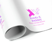 Stiefel & Sektflasche Brautparty pink Geschenkpapier (Rolleneckpunkt)