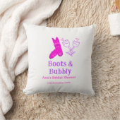 Stiefel & Sektflasche Brautparty pink Kissen (Decke)