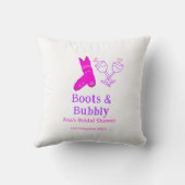 Stiefel & Sektflasche Brautparty pink Kissen (Rückseite)