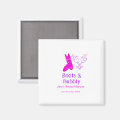 Stiefel & Sektflasche Brautparty pink Magnet (Vorderseite/Rückseite)