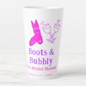 Stiefel & Sektflasche Brautparty pink Milchtasse (Vorderseite)