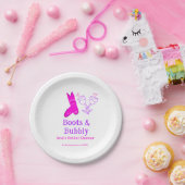 Stiefel & Sektflasche Brautparty pink Pappteller (Party)