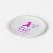 Stiefel & Sektflasche Brautparty pink Pappteller (Schrägansicht)