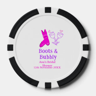 Stiefel & Sektflasche Brautparty pink Pokerchips