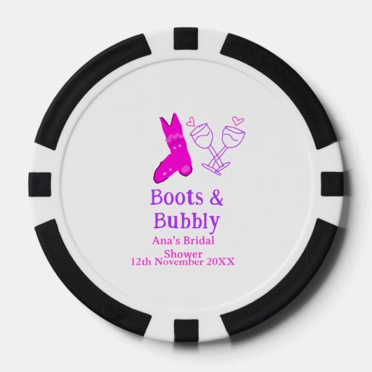 Stiefel & Sektflasche Brautparty pink Pokerchips (Vorderseite)