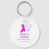 Stiefel & Sektflasche Brautparty pink Schlüsselanhänger (Rückseite)