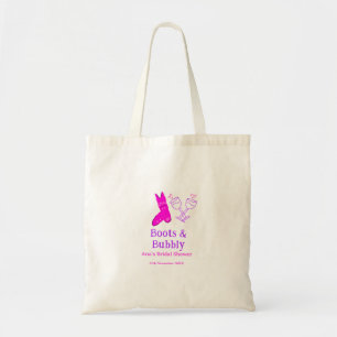Stiefel & Sektflasche Brautparty pink Tragetasche