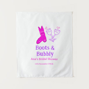 Stiefel & Sektflasche Brautparty pink Wandteppich