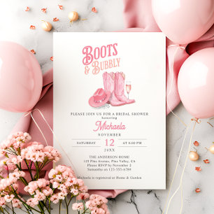 Stiefel & Sprudel Rosa Western-Cowgirl-Brautparty Einladung