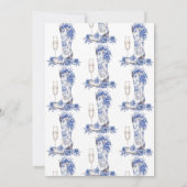 Stiefel und bläulich blaues Chinoiserie-Brautparty Einladung (Rückseite)