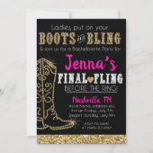 Stiefel und Bling Country Western Nashville Party Einladung (Vorderseite)
