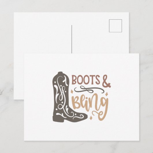 Stiefel und Bling Postkarte (Vorne/Hinten)