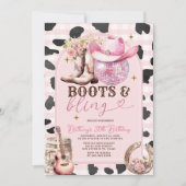 Stiefel und Bling Skin Cowgirl Western Geburtstag Einladung (Vorderseite)