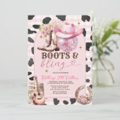 Stiefel und Bling Skin Cowgirl Western Geburtstag Einladung (Stehend Vorderseite)