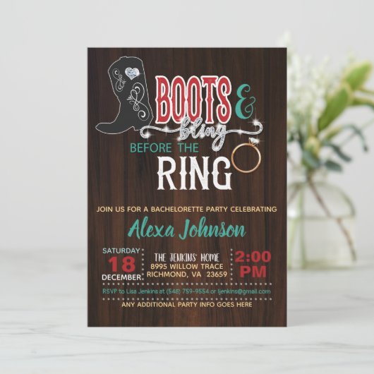 Stiefel und Bling vor der Einladung (Stehend Vorderseite)