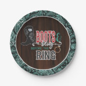 Stiefel und Bling vor der Ringplatte - Turq Pappteller (Vorderseite)